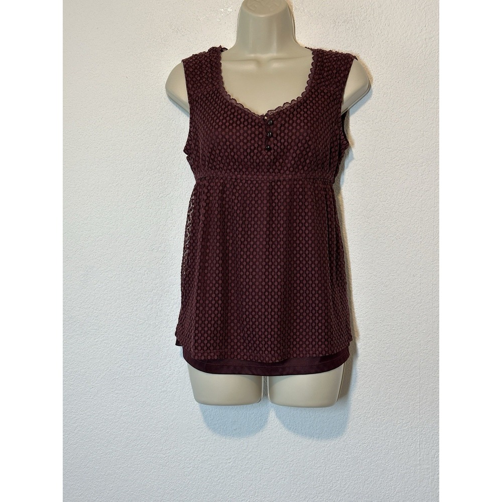 Y2K Womens‎ M Maroon Purple Babydoll Back Empire Sweetheart Neck Boho Feminine